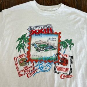 Vintage 1989 Super Bowl XXIII Miami 49ers & Bengals Single Stitch T-Shirt  XXL